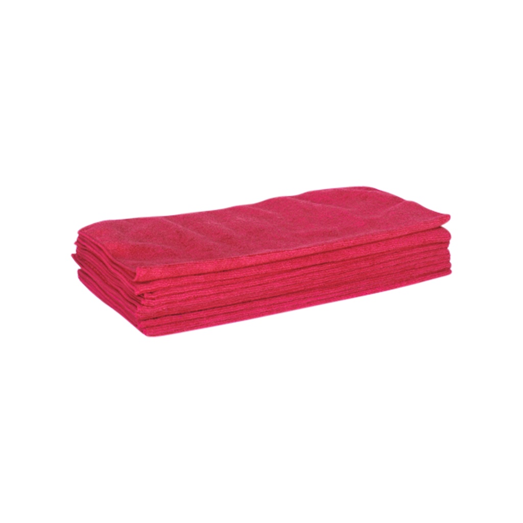 MICROFIBER WIPING CLOTH RED, 16X16 39G (PRICE PER 50 PACK)