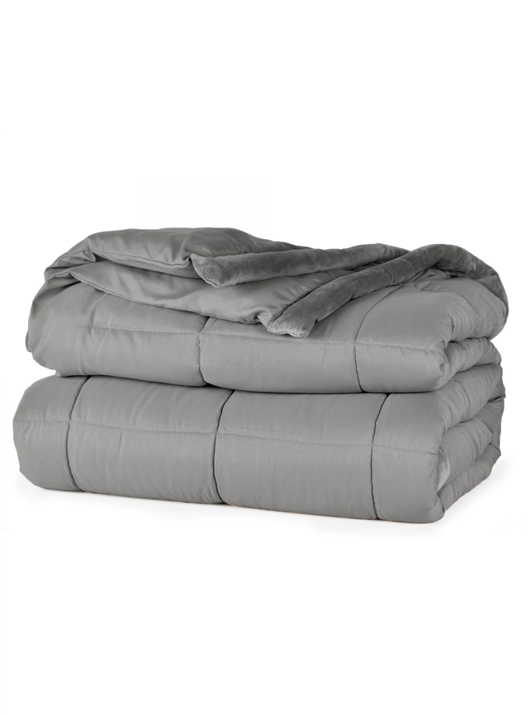 DOWN ALTERNATIVE COMFORTER WITH MINK BINDING 66X90 - COLOR: GREY (PRICE PER CASE OF 4) 