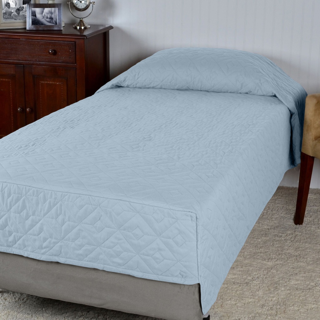 COZY COMFORTER COVERLET LINED W/ FLEECE 37X86X14 - COLOR: MINOT BLUE (PRICE PER CASE OF 4)
