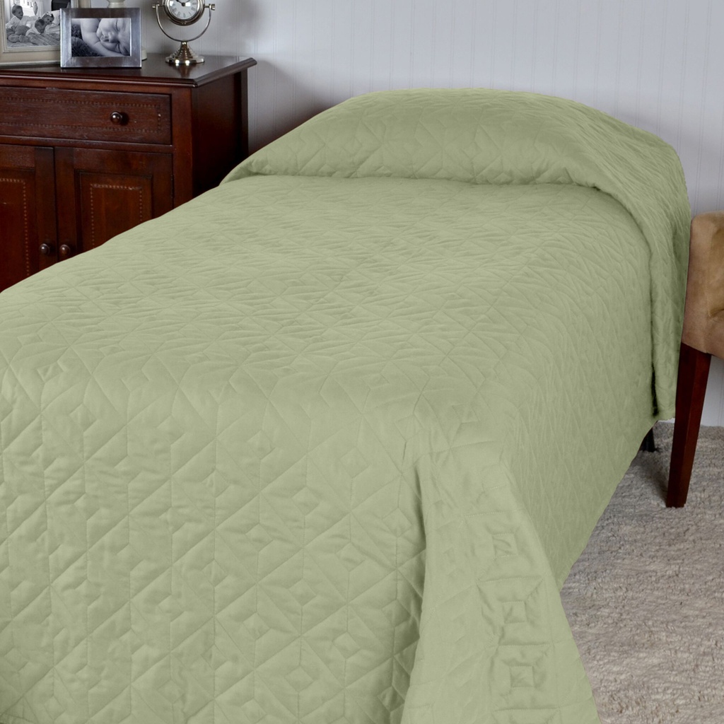 COZY COMFORT BEDSPREAD LINED W/ FLEECE 76X110 - COLOR: SPA GREEN (PRICE PER CASE OF 4)