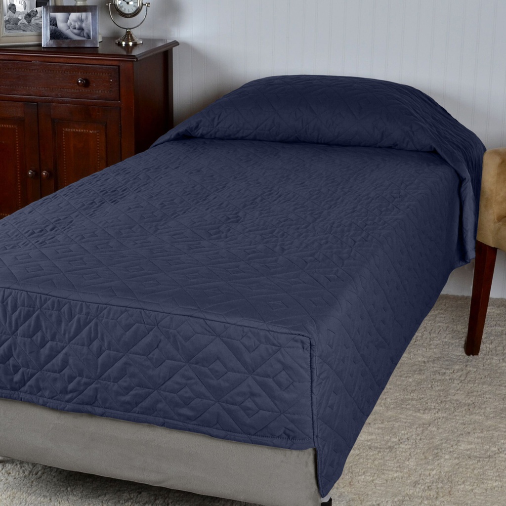 COZY COMFORTER COVERLET LINED W/ FLEECE 37X86X14 - COLOR: NAVY (MUST ORDER CASE OF 4)