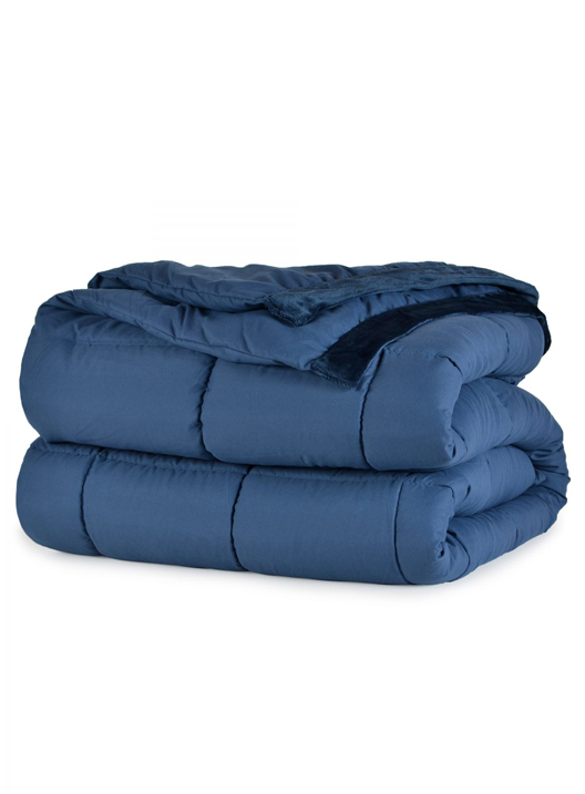 DOWN ALTERNATIVE COMFORTER WITH MINK BINDING 66X90 - COLOR: MARINE (MUST ORDER CASE OF 4)