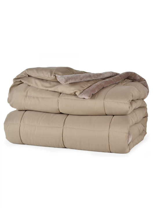 DOWN ALTERNATIVE COMFORTER WITH MINK BINDING 66X90 - COLOR: MOCHA (MUST ORDER CASE OF 4)