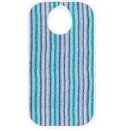 [TERBIB1834V] Clothing Protector 18 x 34 Terry, Velcro Closure, Multi-Blue Stripes w/ White Binding (price per dozen)