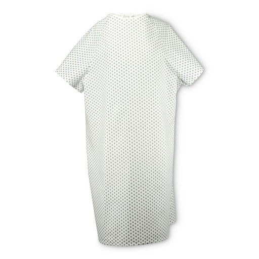 [PTGWNSG] PATIENT GOWN SIZE LARGE - 45X63,  ANGLED BACK, SNOWFLAKE PRINT ON WHITE (PRICE PER DZ)
