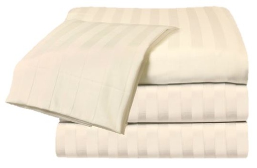 [TTSMS6080BN] TONE ON TONE STRIPE, FITTED QUEEN SHEET 66X80X 12 COLOR: BONE (PRICE PER DOZEN)
