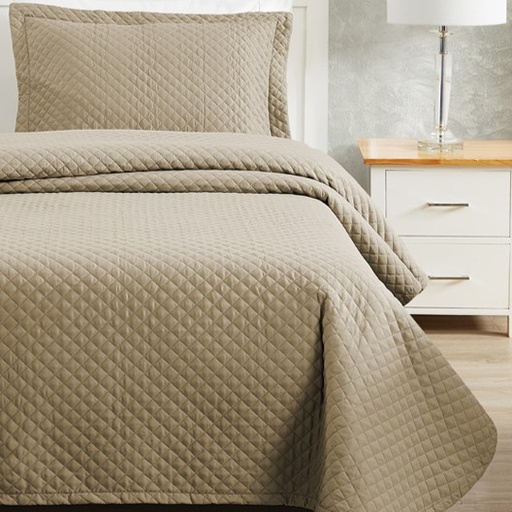 [DIAQUILT76110TRF] RADIANCE DIAMOND QUILTED BEDSPREAD 76x110 BRUSHED MICROFIBER - COLOR: TRUFFLE (MUST ORDER CASE OF 4)