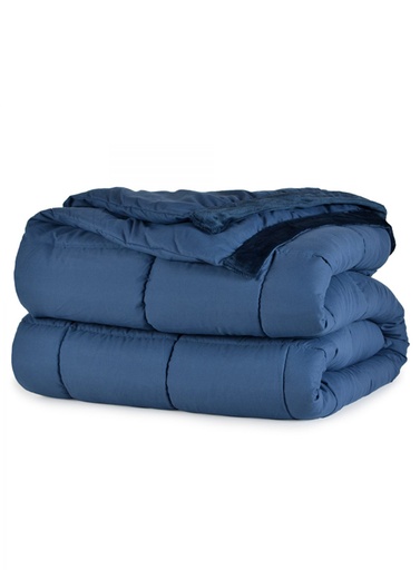 [14814-TW-M] DOWN ALTERNATIVE COMFORTER WITH MINK BINDING 66X90 - COLOR: MARINE (MUST ORDER CASE OF 4)