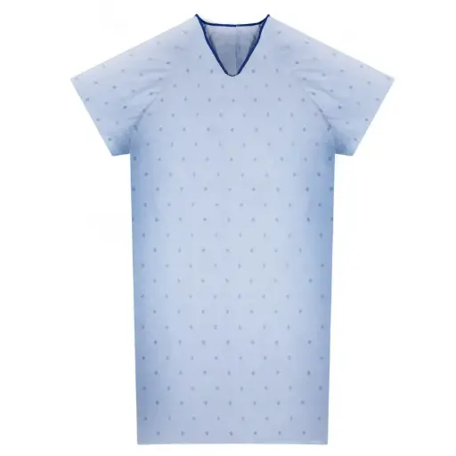 PATIENT GOWN BARIATRIC SIZE 3XL - 53x77 ANGLE BACK, BLUE PRINT(PRICE PER DOZEN)